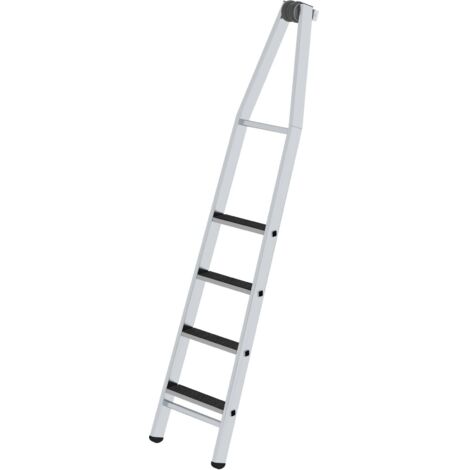 MUNK Stufen-Glasreinigerleiter mit nivello-Traverse clip-step R13, 4-stufiges Oberteil