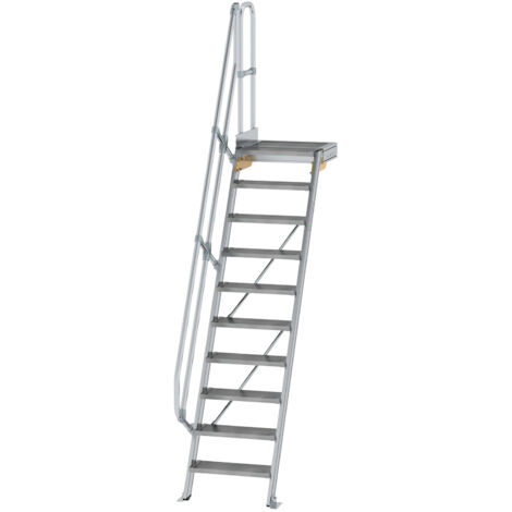 MUNK Treppe mit Plattform 60° inkl. einen Handlauf, 600mm Stufenbreite, 10 Stufen