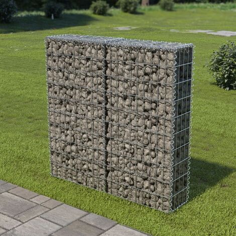 Mur a gabion avec couvercles Acier galvanise 100x20x100 cm