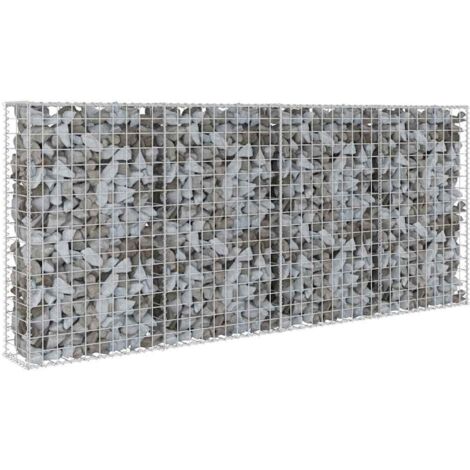 Mur à gabion avec couvercles Acier galvanisé 200 x 20 x 85 cm