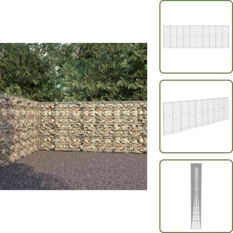Mur à gabion avec couvercles Acier galvanisé 600x30x200 cm - Mur En Gabion - Cloture Gabion - Clôture Rigide - Décoration Extérieur - Isolation Phonique