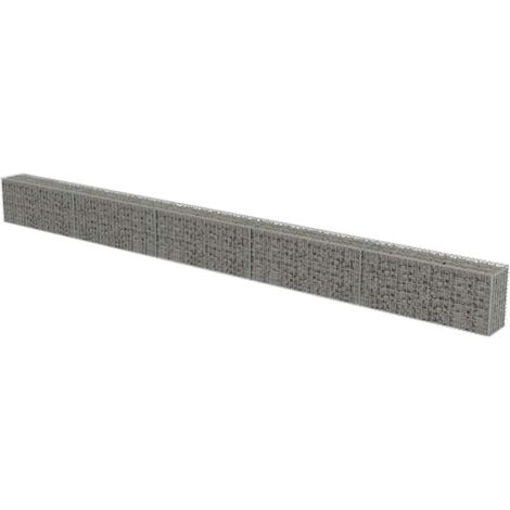 Mur à gabion avec couvercles Acier galvanisé 600x30x50 cm