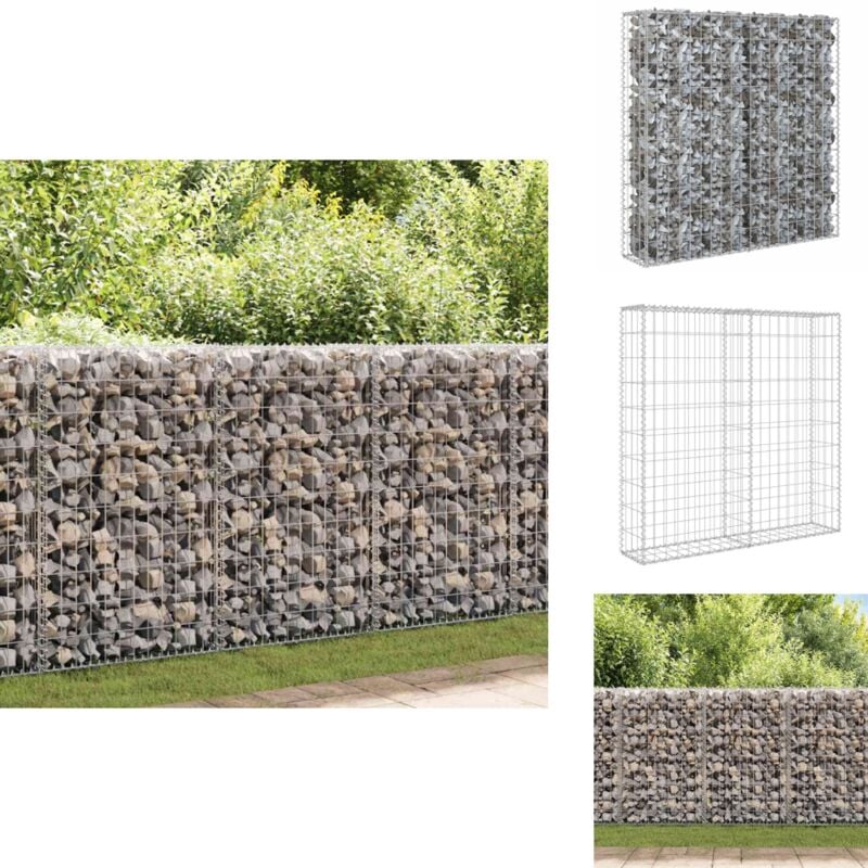 Mur à gabion avec couvercles Acier galvanisé 80x20x100 cm - Mur En Gabion - Clôture En Gabion - Panneau De Séparation - Décoration Extérieur