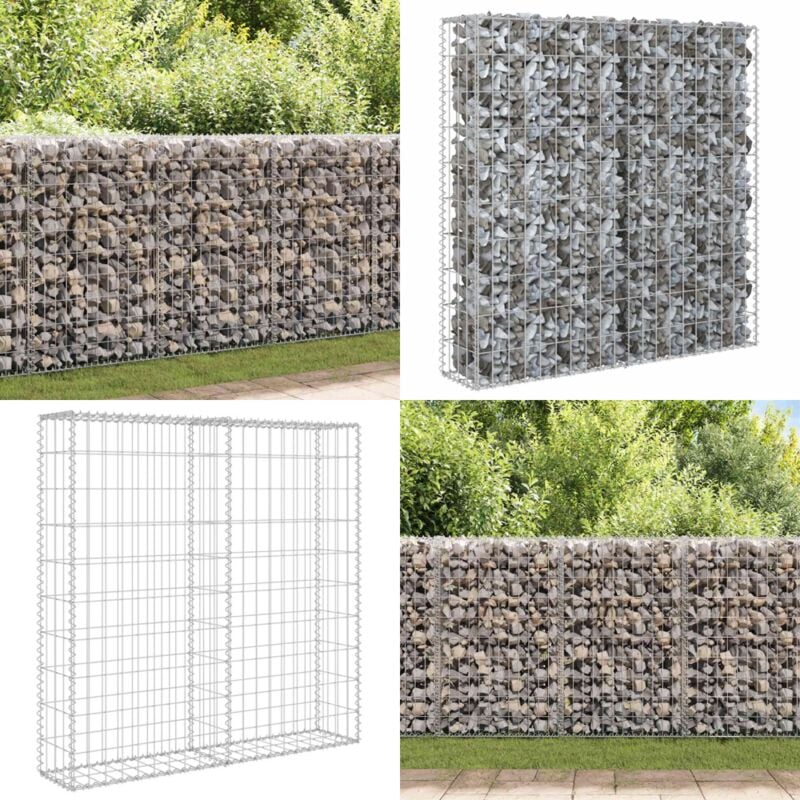 Mur à gabion avec couvercles Acier galvanisé 80x20x100 cm - Mur En Gabion - Clôture En Gabion - Panneau De Séparation - Décoration Extérieur