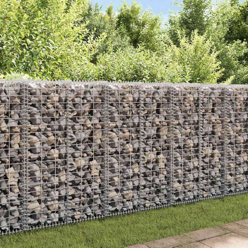 Mur à gabion, cloison de séparation avec couvercles acier galvanisé 20 x 20 x 100 cm psgh29334 design in