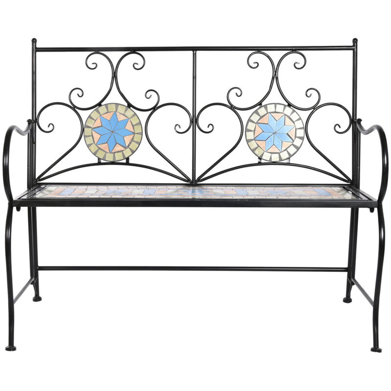 Dkd Home Decor - Banc Fer Forgé Céramique 111X54X88 Mosa Que