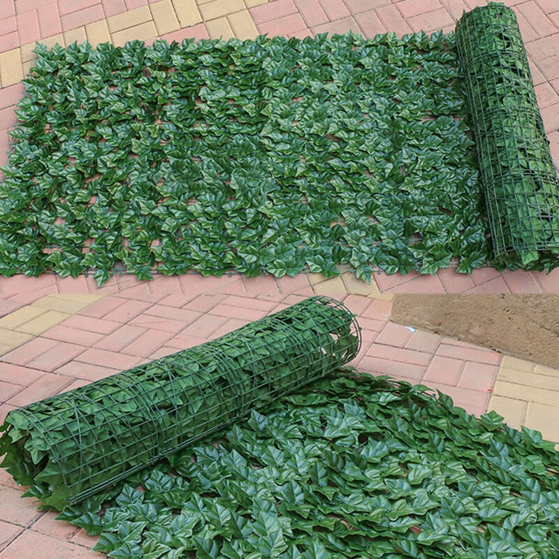 Mur de cloture de plante artificielle haie verte feuille de lierre jardin toile de fond décor d'herbe 1x1M a