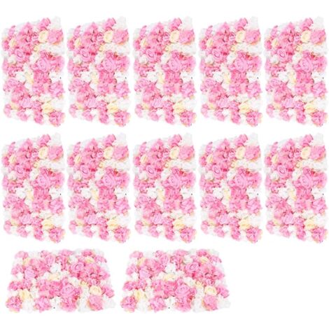 Mur de fleurs artificielles, mur de roses 12 x fleurs artificielles mariage rue fond mur 40 x 60 cm pour mariage fond fête décoration de la maison rose
