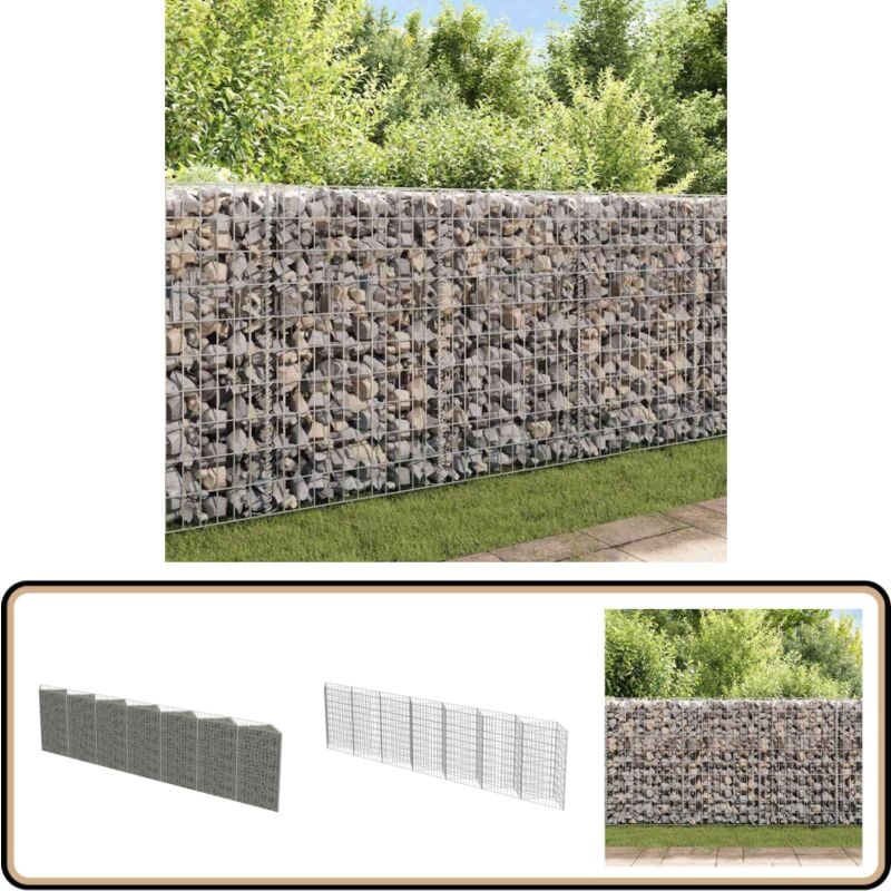 Mur de gabion Acier galvanisé 450 x 30 x 100 cm - Mur De Gabion - Clôture Rigide - Panneau De Clôture - Décoration Extérieur - Isolation Phonique