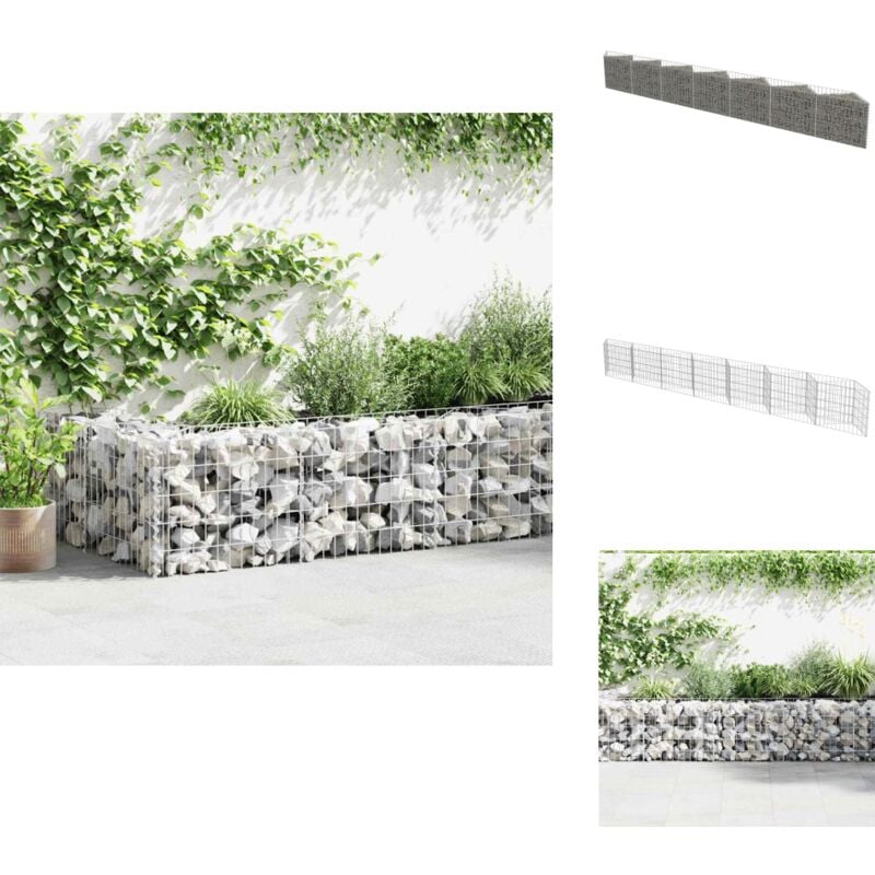 Mur de gabion Acier galvanisé 450x30x50 cm - Mur En Gabion - Clôture Décorative - Jardin Vertical - Séparation Espace Extérieur - Isolation Phonique