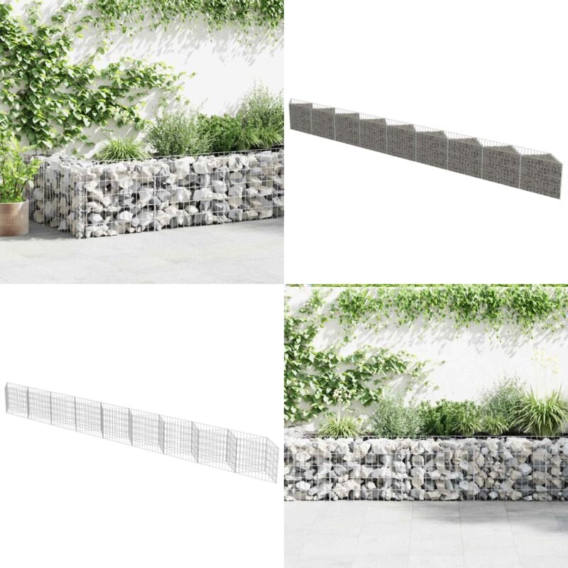 Mur de gabion Acier galvanisé 630x30x50 cm - Mur En Gabion - Clôture Décorative - Jardinière Surélevée - Isolation Phonique - Intimité Jardin - Home