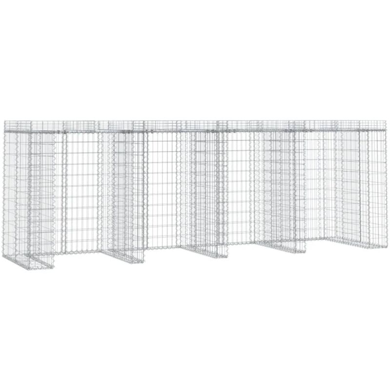 Vidaxl - Mur de gabion pour poubelle 350x91x120 cm fer galvanisé