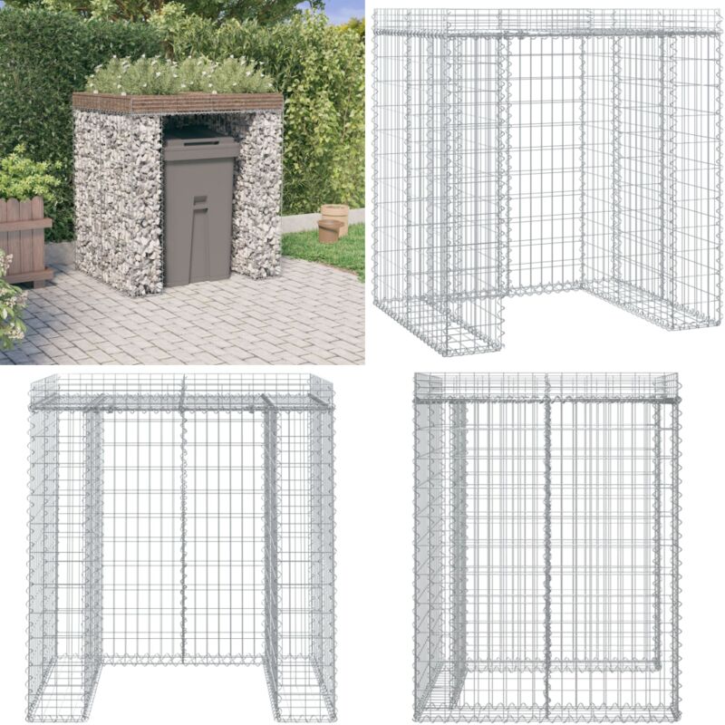 Mur de gabion pour poubelle 110x91x120 cm fer galvanisé - mur de gabion - murs de gabion - Home & Living - Argent