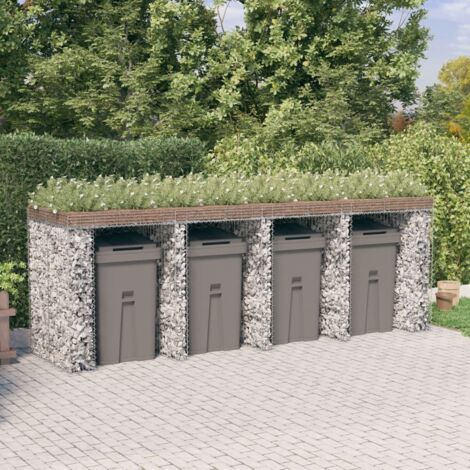 Mur de gabion pour poubelle 350x91x120 cm fer galvanisé - The Living Store
