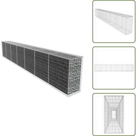 Mur en gabion avec couvercle Acier galvanisé 600x50x100 cm - Mur De Gabion - Cloture Metallique - Clôture Décorative - Gabions Argent - Barrieres Exterieur