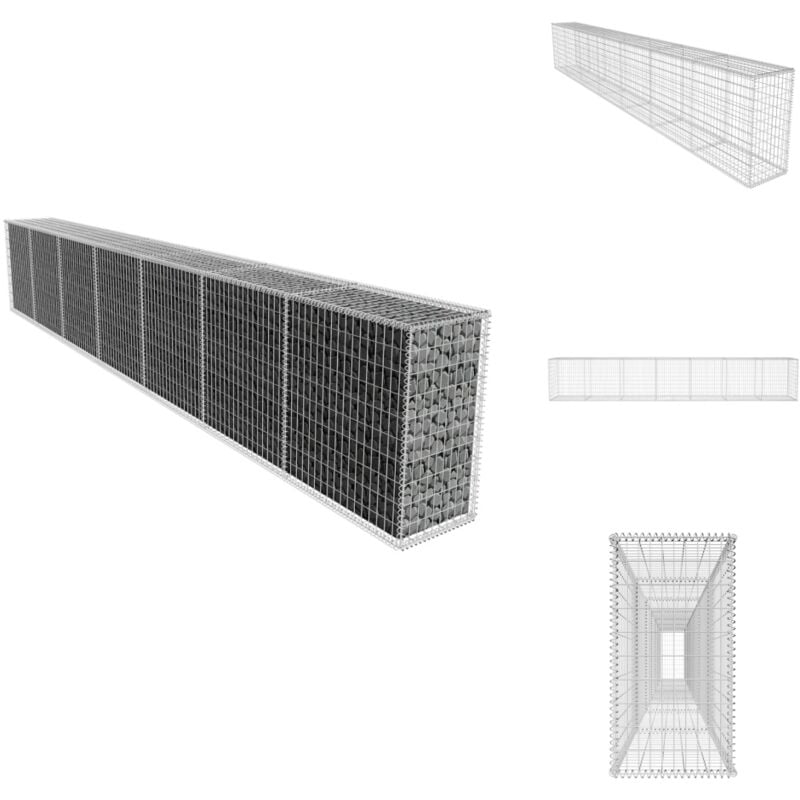 Mur en gabion avec couvercle Acier galvanisé 600x50x100 cm - Mur De Gabion - Cloture Metallique - Clôture Décorative - Gabions Argent - Barrieres