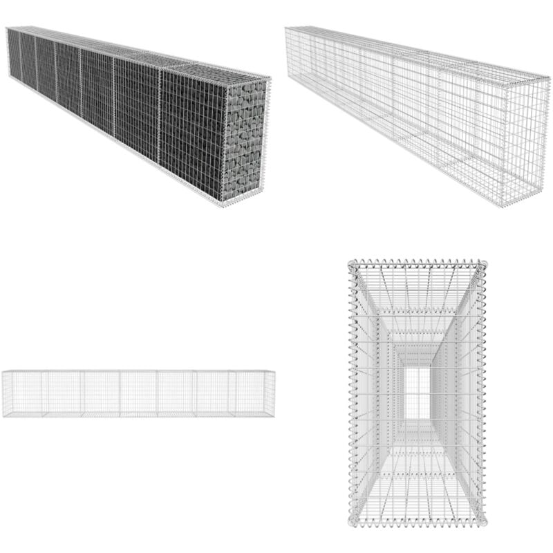 Mur en gabion avec couvercle Acier galvanisé 600x50x100 cm - Mur De Gabion - Cloture Metallique - Clôture Décorative - Gabions Argent - Barrieres