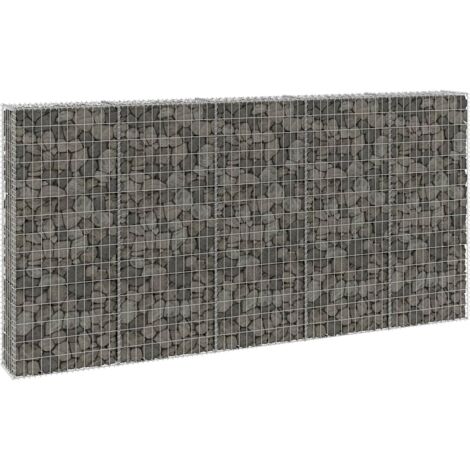 Mur en gabion avec couvercle  Gabion Panier en pierre  Clôture de gabion  Panier de Gabion de Jardin décoratifs Acier galvanisé 300x30x150 cm DBEB2572131