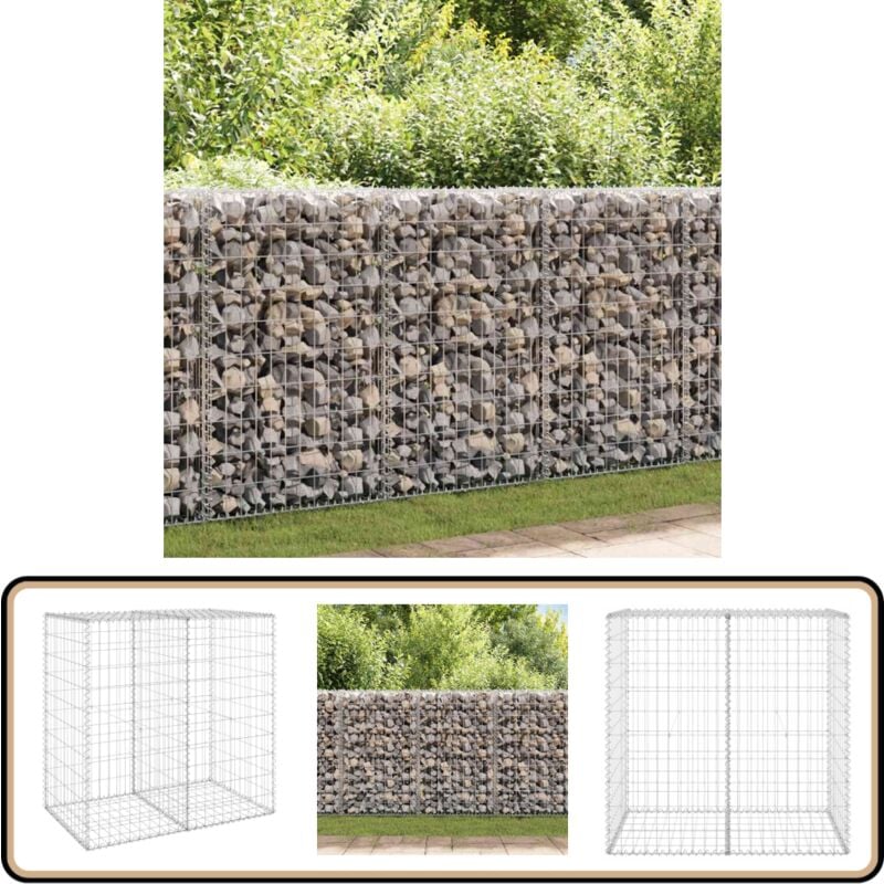 Mur en gabion avec couvercles Acier galvanisé 100x60x100 cm - Mur En Gabion - Cloture Gabion - Panneau De Cloture - Barrieres Exterieur - Decoration