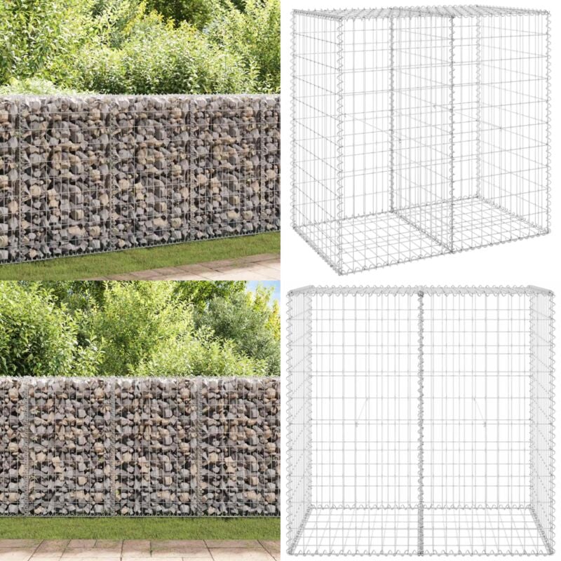 Mur en gabion avec couvercles Acier galvanisé 100x60x100 cm - Mur En Gabion - Cloture Gabion - Panneau De Cloture - Barrieres Exterieur - Decoration