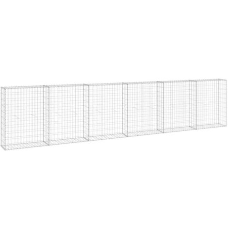 Mur en gabion avec couvercles Acier galvanisé 300x30x100 cm