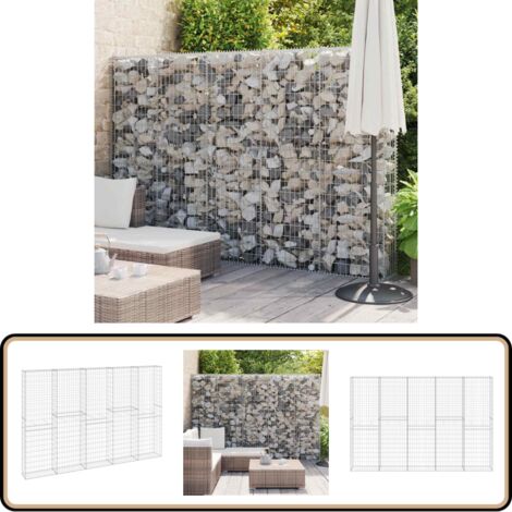 Mur en gabion avec couvercles Acier galvanisé 300x30x200 cm - Mur En Gabion - Cloture Gabion - Panneau De Cloture - Barrieres Exterieur - Decoration Jardin