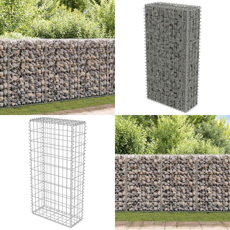 Mur en gabion avec couvercles Acier galvanisé 50x20x100 cm - Mur En Gabion - Cloture Metallique - Cloison Decorative - Panneau De Cloture - Barrieres