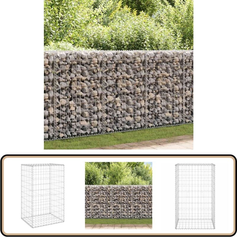 Mur en gabion avec couvercles Acier galvanisé 60x50x100 cm - Mur En Gabion - Cloture Gabion - Panneau Gabion - Barrieres Jardin - Cloison Gabion