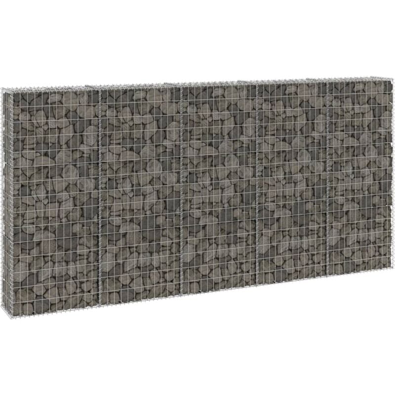 Mur en gabion Clôture de gabion avec couvercles Acier galvanisé 300x30x150 cm 47125