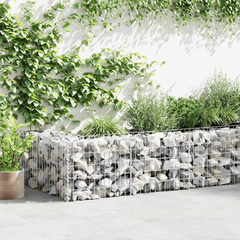 Mur en gabion Clôture de gabion Gabion pour Pierres Acier galvanisé 450 x 30 x 50 cm 84895
