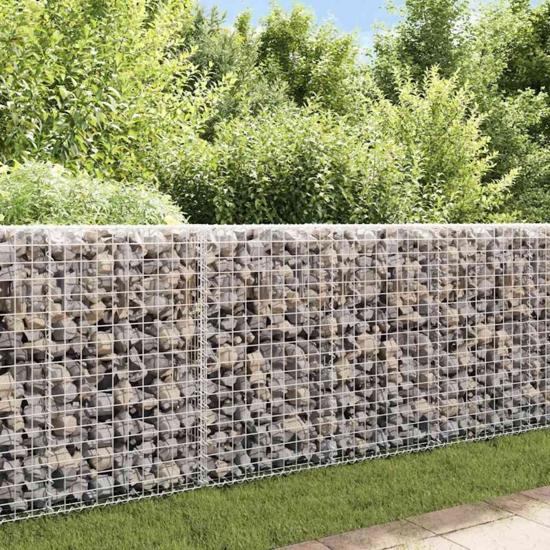 Mur en gabion Clôture de gabion Gabion pour Pierres avec couvercles Acier galvanisé 200 x 20 x 85 cm 43233