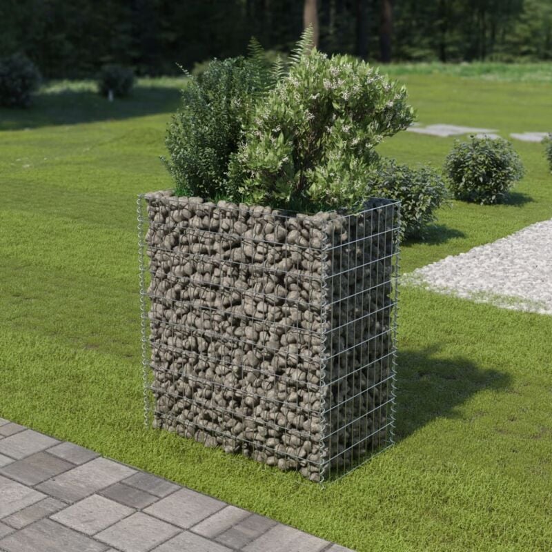 Jardinière à gabion. Bac à fleurs, Lit surélevé de jardin acier galvanisé 90x50x100 cm pjhr13869 design in