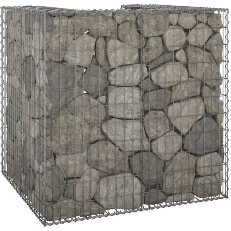Mur en gabion pour poubelle Acier galvanisé 110x100x110 cm - The Living Store