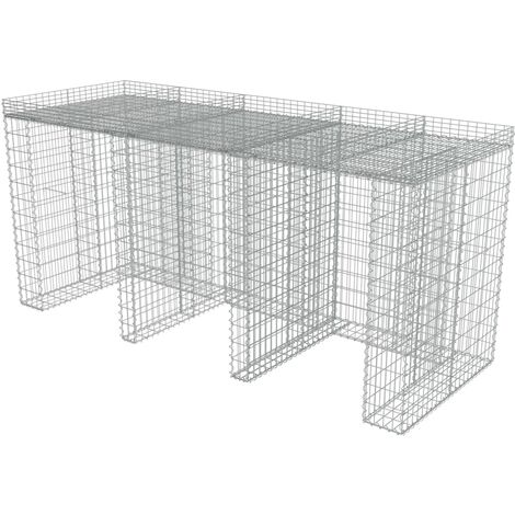 vidaXL Mur en Gabion pour Poubelle Acier Galvanisé Extérieur Multi-taille