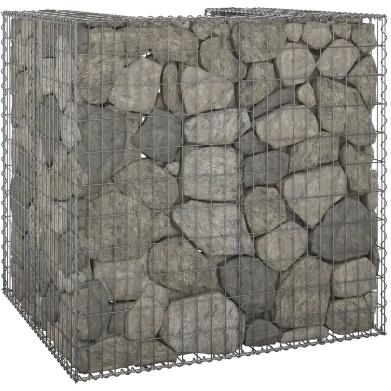 Mur en gabion pour poubelle Acier galvanisé 110x100x110 cm Vidaxl