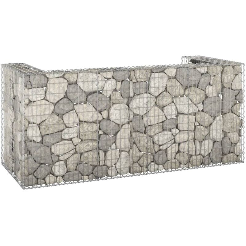 Vidaxl – Mur en gabion pour poubelles 254x100x110 cm – Acier galvanisé antirouille – Capacité 3 poubelles – Résistant aux intempéries
