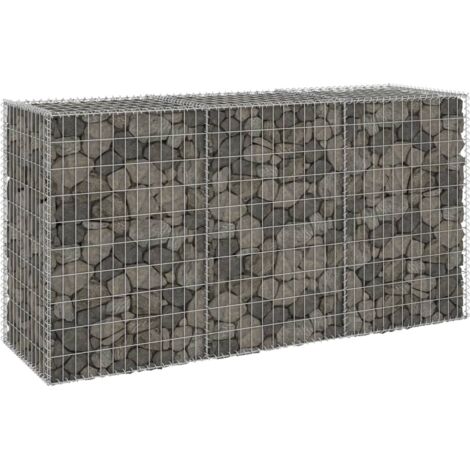 Mur en gabion,Panier de Gabion avec couvercles Acier galvanisé 200x60x100 cm CFW20391