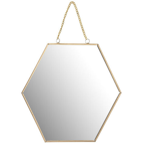 Mur miroir hexagone, largeur 20 cm, or