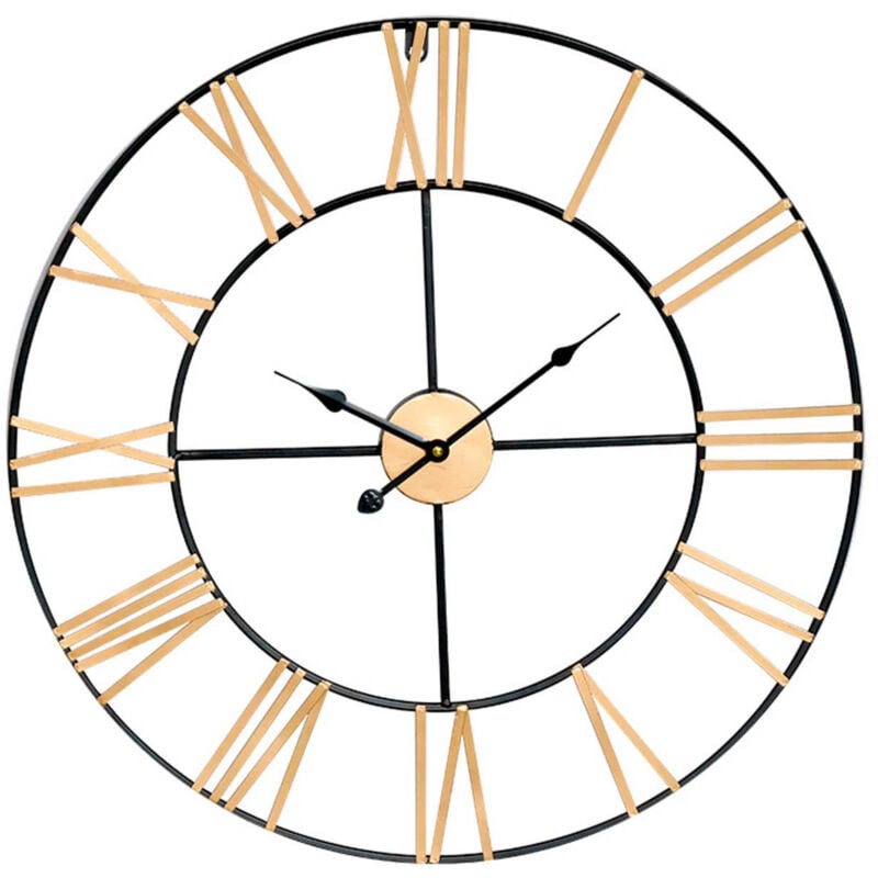 Thinia Home - Horloge murale vintage noir/bronze Ø60cm