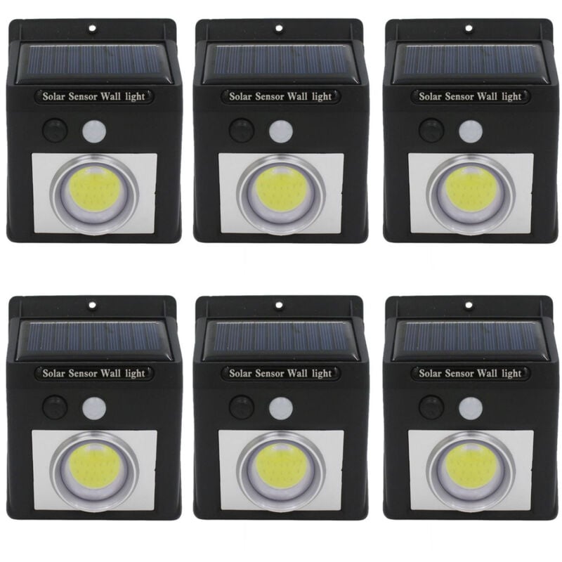 Lot 6 Appliques solaires LED avec crépuscule et détecteur de mouvement Noir 7500K 20000H 7hSevenOn