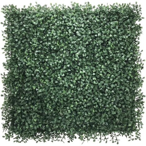 Mur Végétal Artificiel Intérieur  Haie Artificielle  Panneaux Muraux  Toile de Fond   Buis Vert foncé, 50 x 50 cm