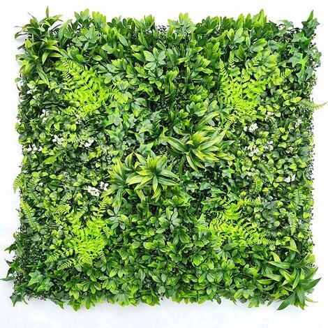 Mur végétal artificiel - Modèle fleur blanche - Dimensions : 100 x 100 cm - Vert