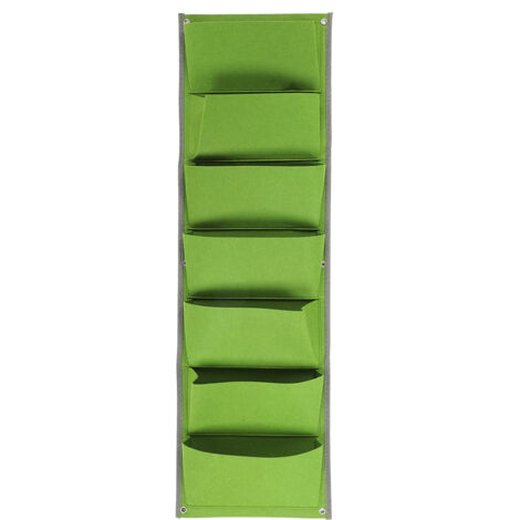 Mur Végétal en Felt Stéréo pour Jardinage Sac de Culture Vert 7 Poches Respirant Anti-Corrosion