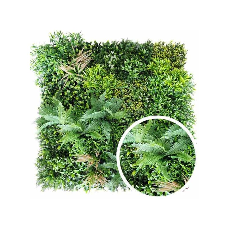 Mur végétal feuillage artificiel Oxygène 1m x 1m, l 1 m