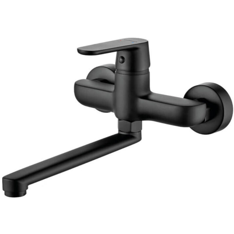 Robinet de lavabo mural Dima, noir