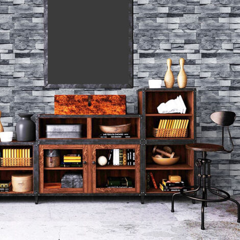 Mural de pared 3D autoadhesivo con aspecto de ladrillo vintage, fabricado en PVC – 6 m x 45 cm, fácil aplicación, decoración de paredes para el hogar y restaurantes.
