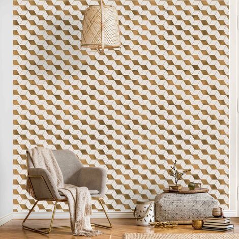 Murale - Cube Pattern In 3D Gold
