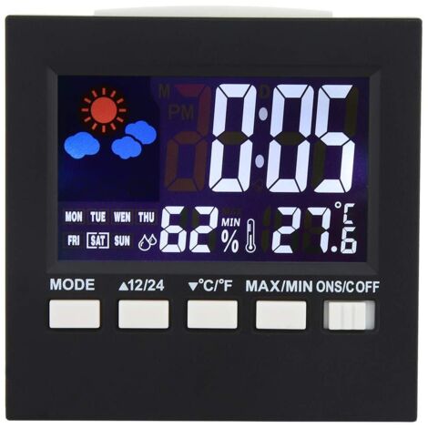 Murale Numérique, Calendrier Réveil LCD Avec Date Température Ambiante Jour Heure Auto Dimming HD Display Rappel Radiopilotée Maison Bureau Cuisine Gym âgées Enfants Accroche Ou Sur Pied Noir