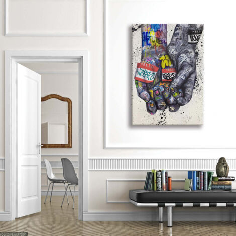 MuralHands -  Quadro Canvas Contemporaneo su telaio in legno - Misura: 70x100 cm
