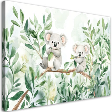 Murali per cameretta, Orsacchiotti Koala Foglie di eucalipto - 60x40
